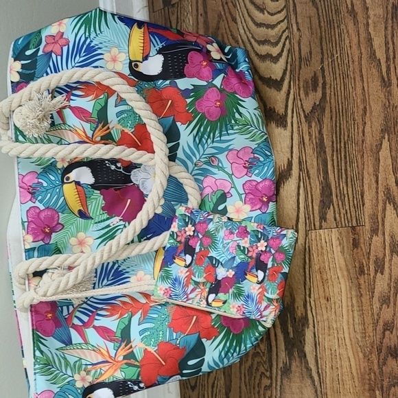 Alfa Bags Handbags - Large canvas tropical print tote bag NWT